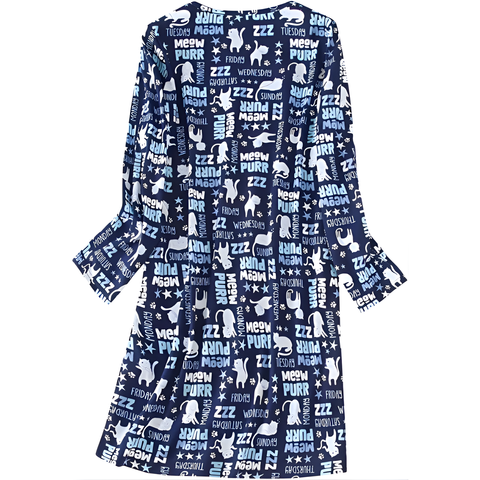 Printed Long Sleeve Nightgown House Dress For Women