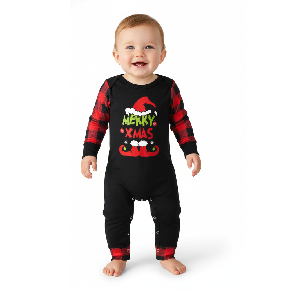 Santa Hat Merry Xmas Printed Family Matching Christmas Pajama Set