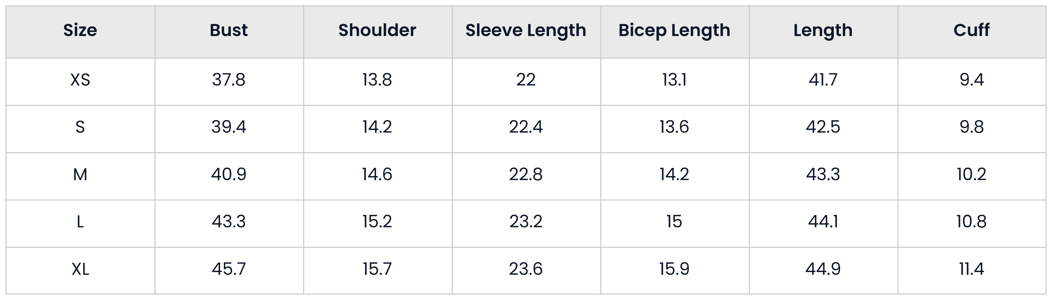 Tops Size Chart for 3 Pieces Cozy Camisole And Robe Pajama Set For Women