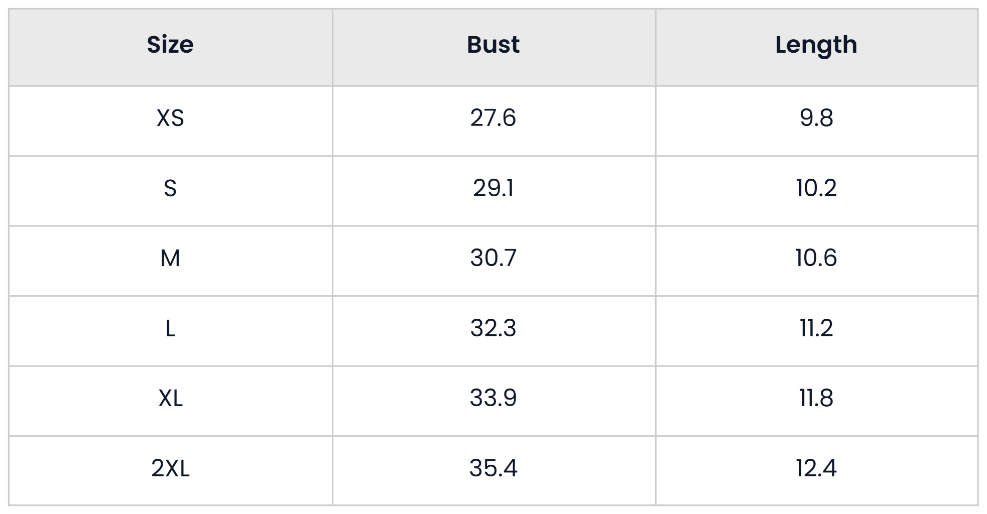 Top Size Chart for 6 Pieces Lace Cami And Shorts Sleepwear Set For Women