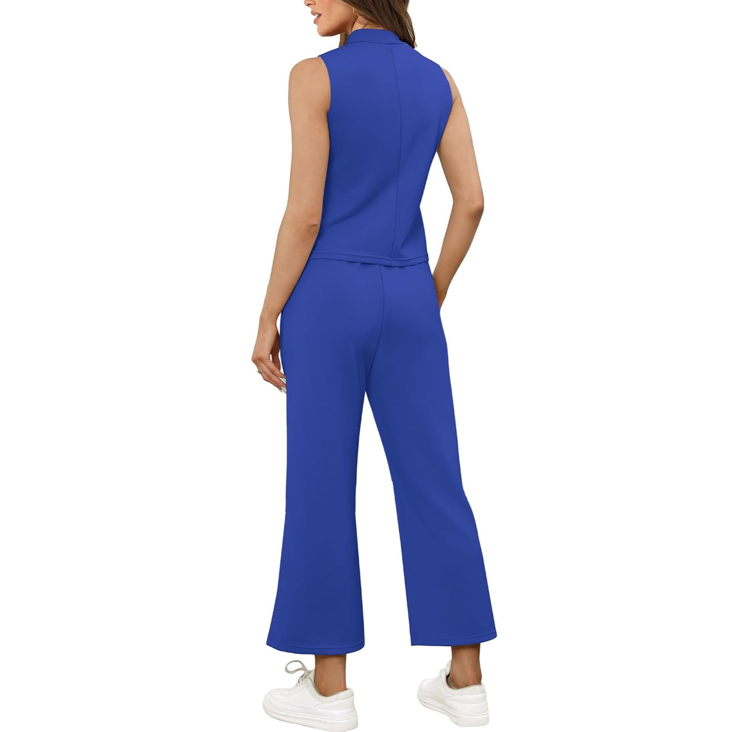 2 Pieces Mock Top And Wide Crop Pants Lounge Set For Women