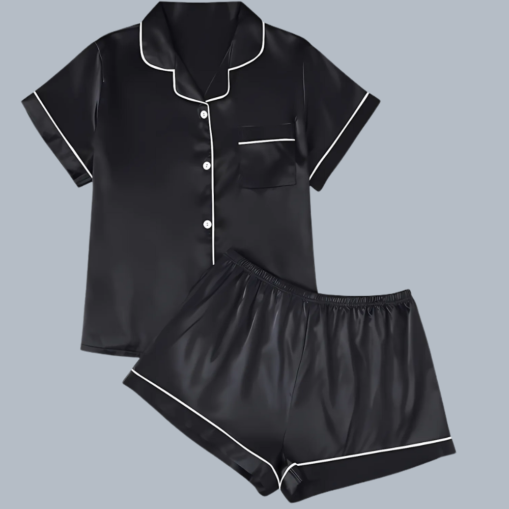 2 Pieces Women Silk Satin Pajama Set