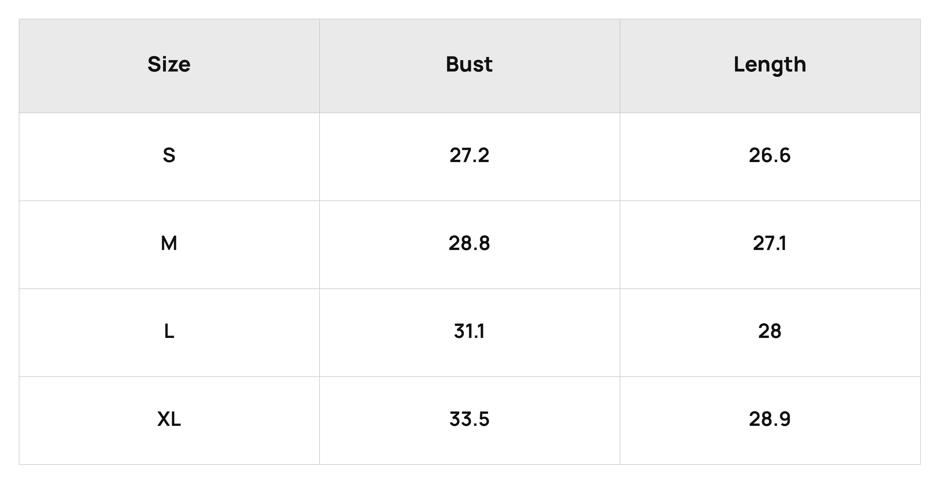 Size Chart