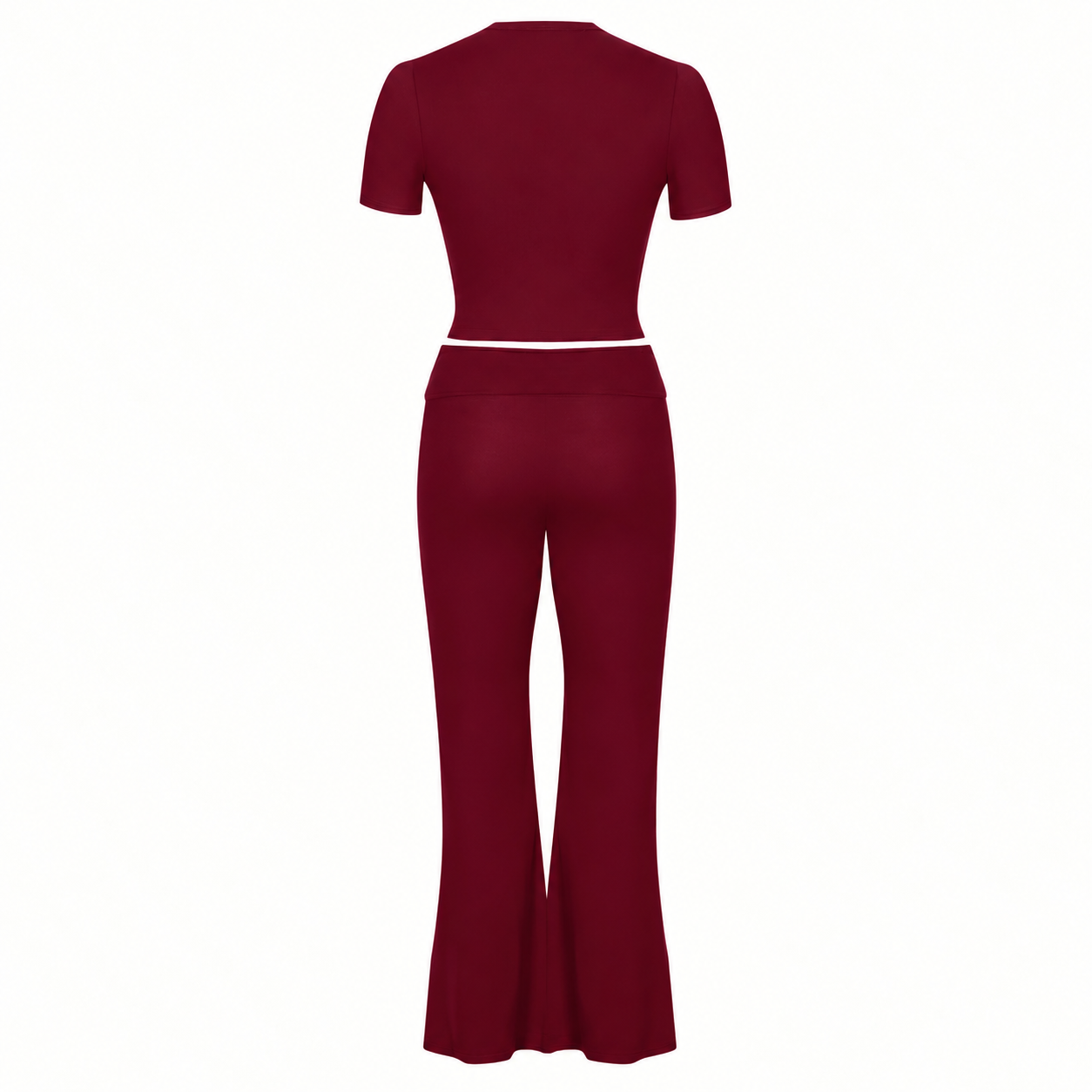 2 Pieces Short Sleeve Top And Flare Pants Outfit For Women