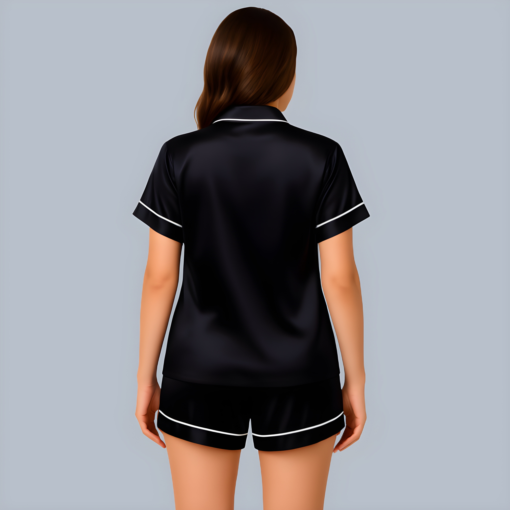 2 Pieces Women Silk Satin Pajama Set