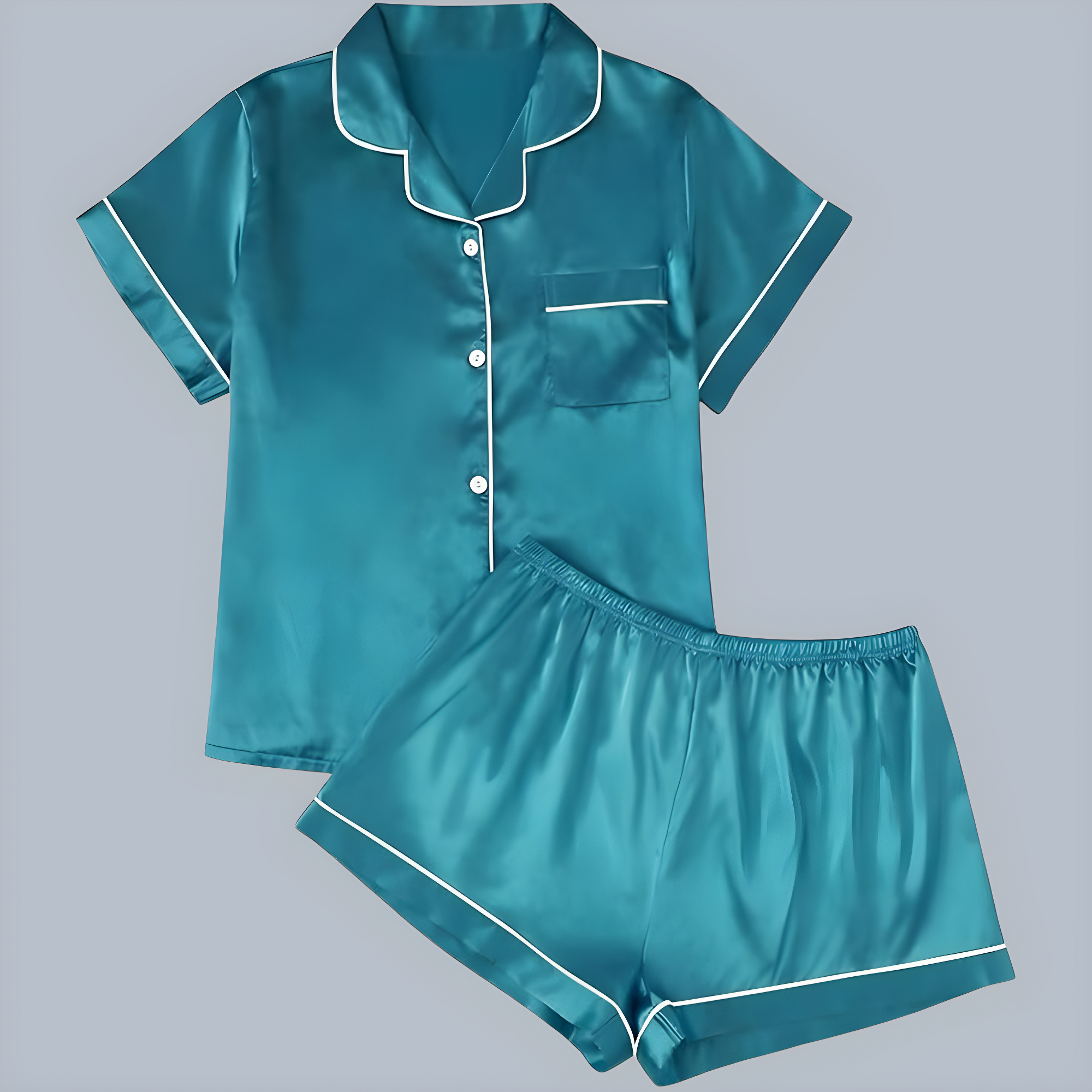 2 Pieces Women Silk Satin Pajama Set