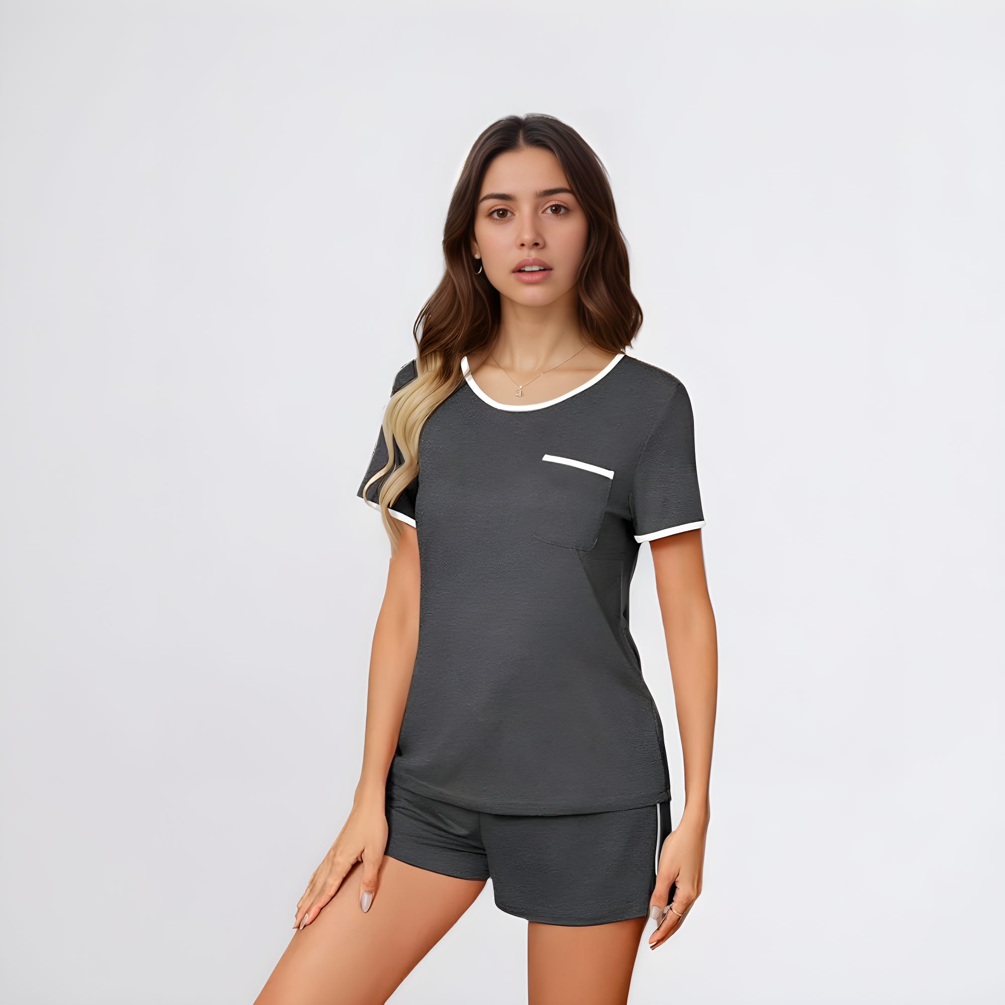 Women 2 Piece Pajama Set Short Sleeve Top and Shorts