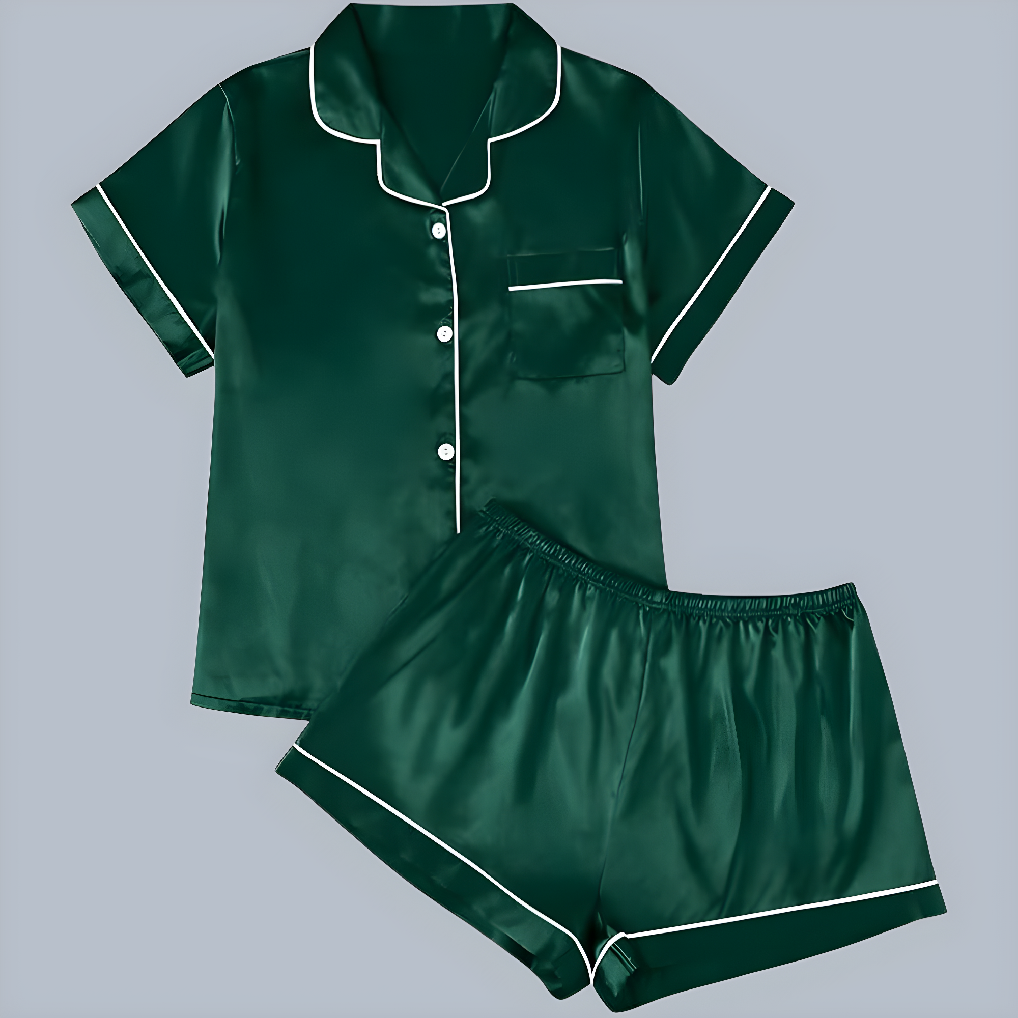 2 Pieces Women Silk Satin Pajama Set