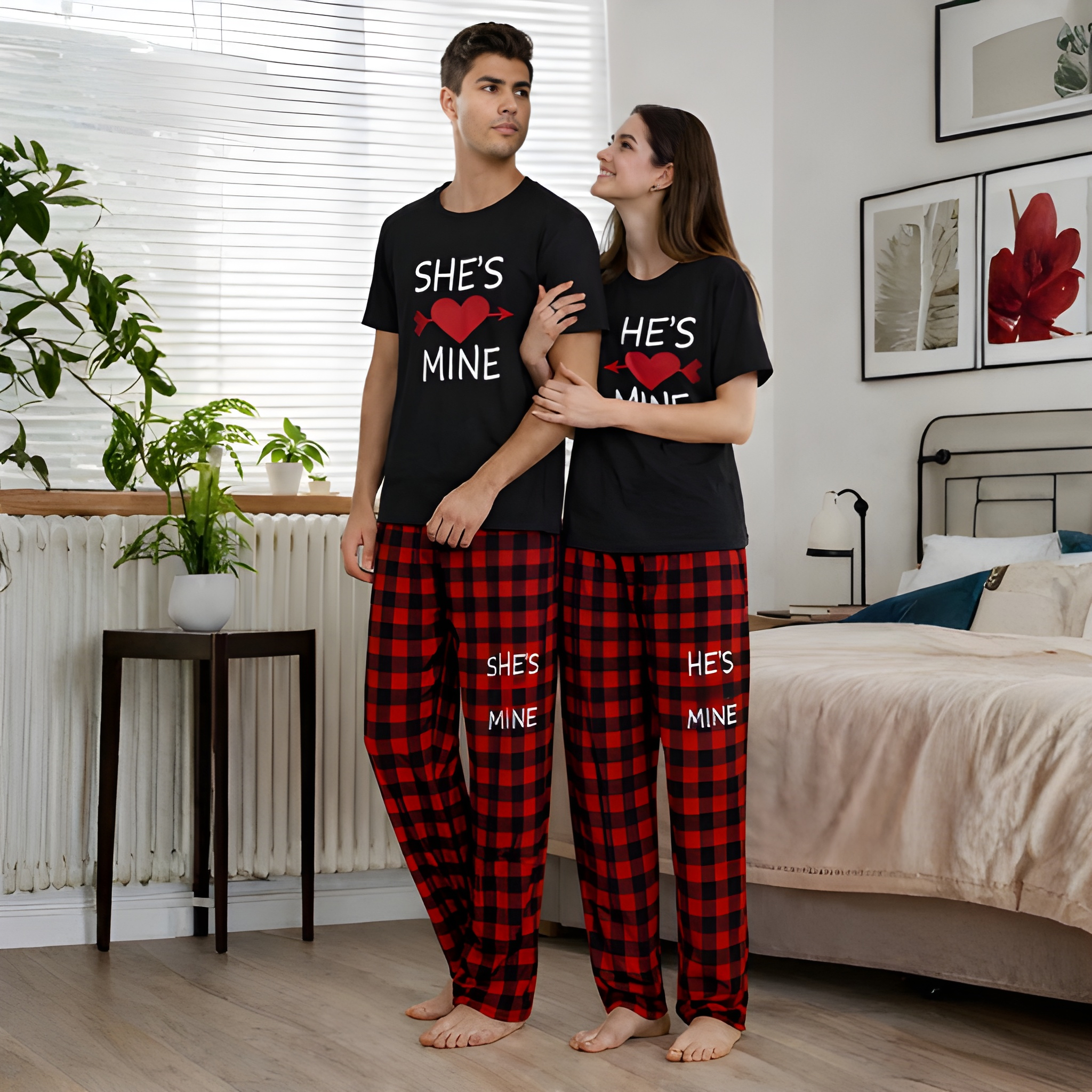 Valentine Day Shirt, He's Mine She's Mine Couple Shirts Pajamas Matching Couple Outfits