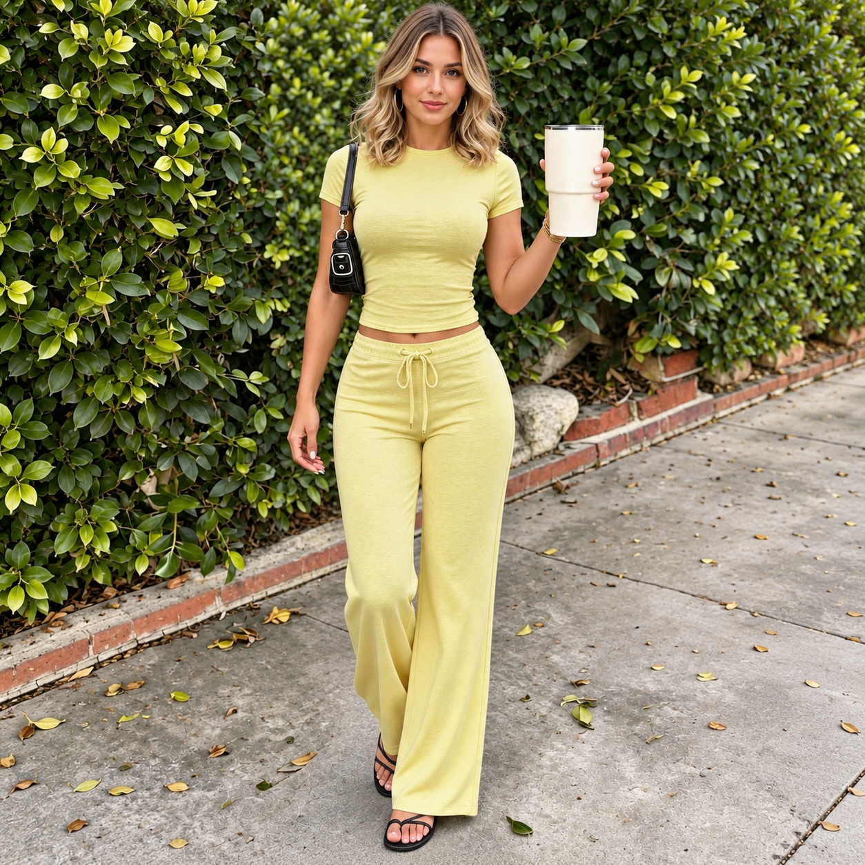 Short Sleeve T Shirt and Straight Pants 2 Piece Casual Activewear Set for Women