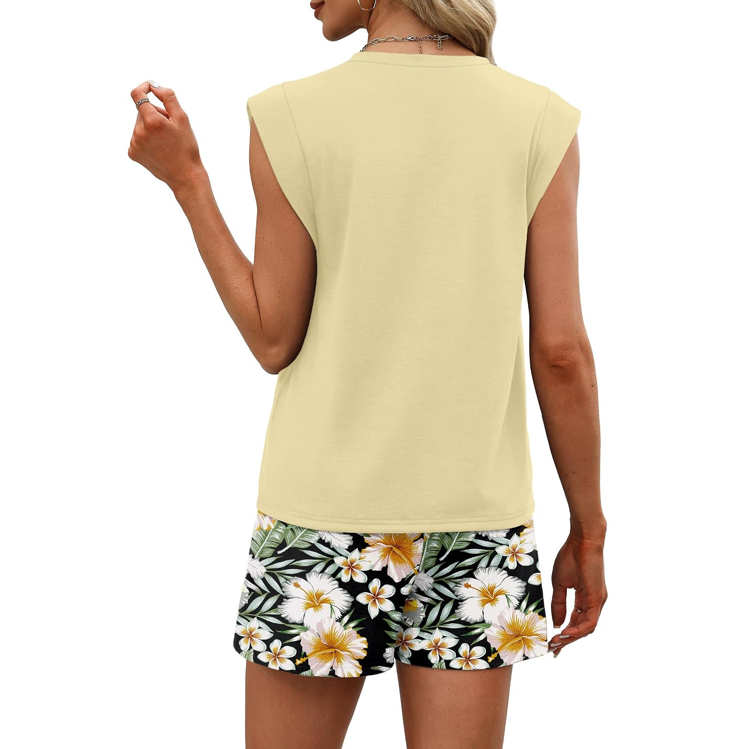 2 Pieces Beach Vacation Outfit Top And Shorts Set For Women