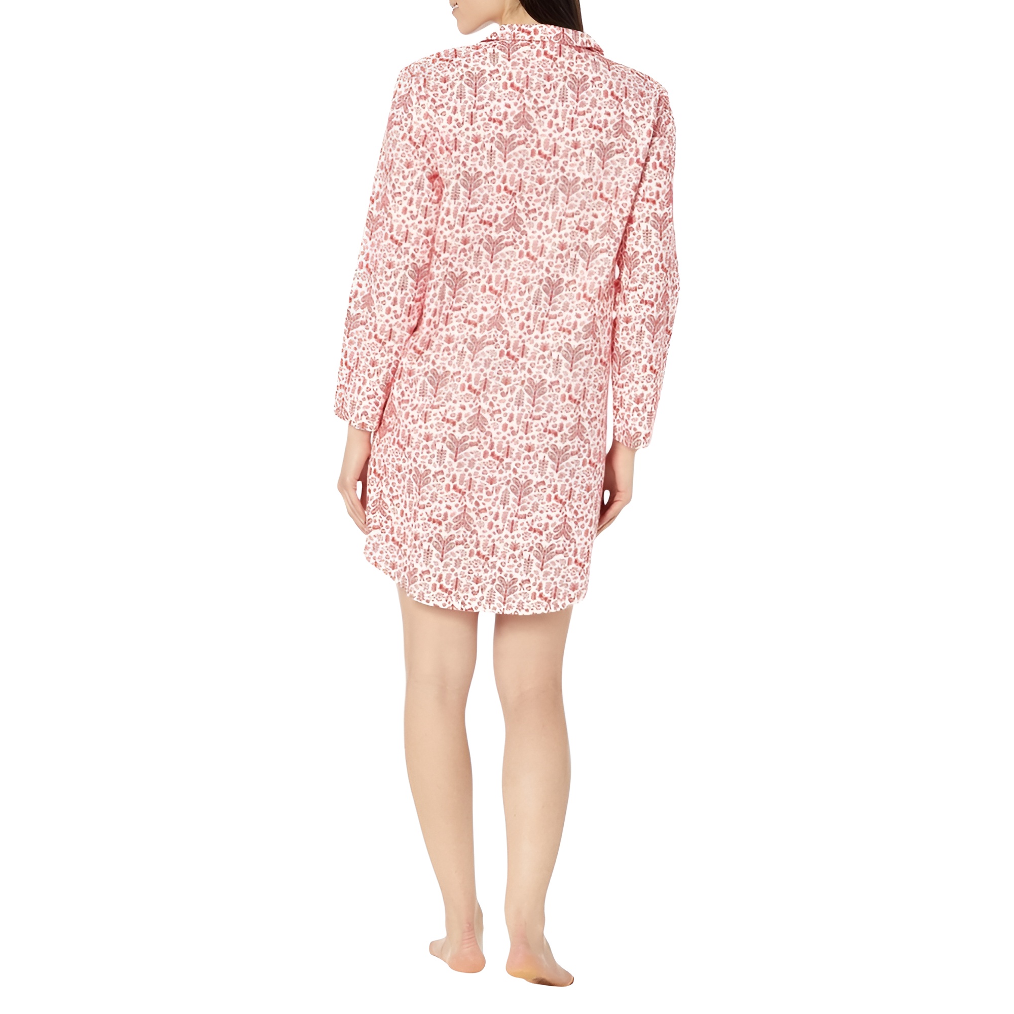 Notch Collar Flannel Nightgown With Button Front Sleepwear For Women