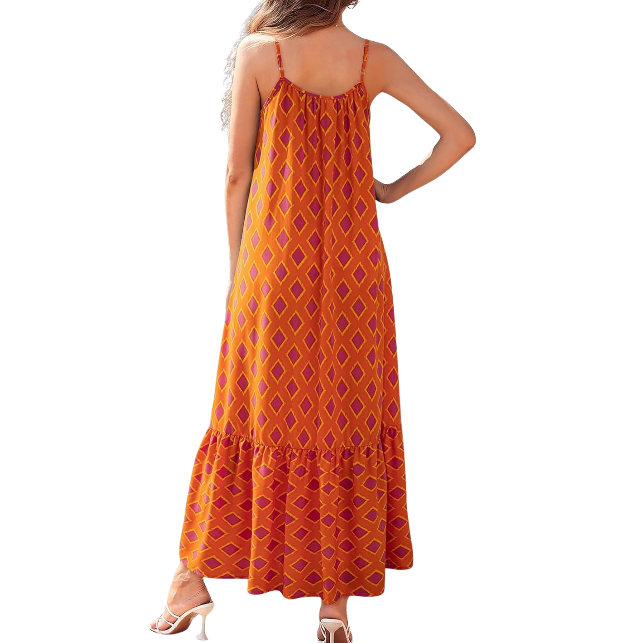  Flowy Ruffle Casual Style Spaghetti Strap Maxi Dress
