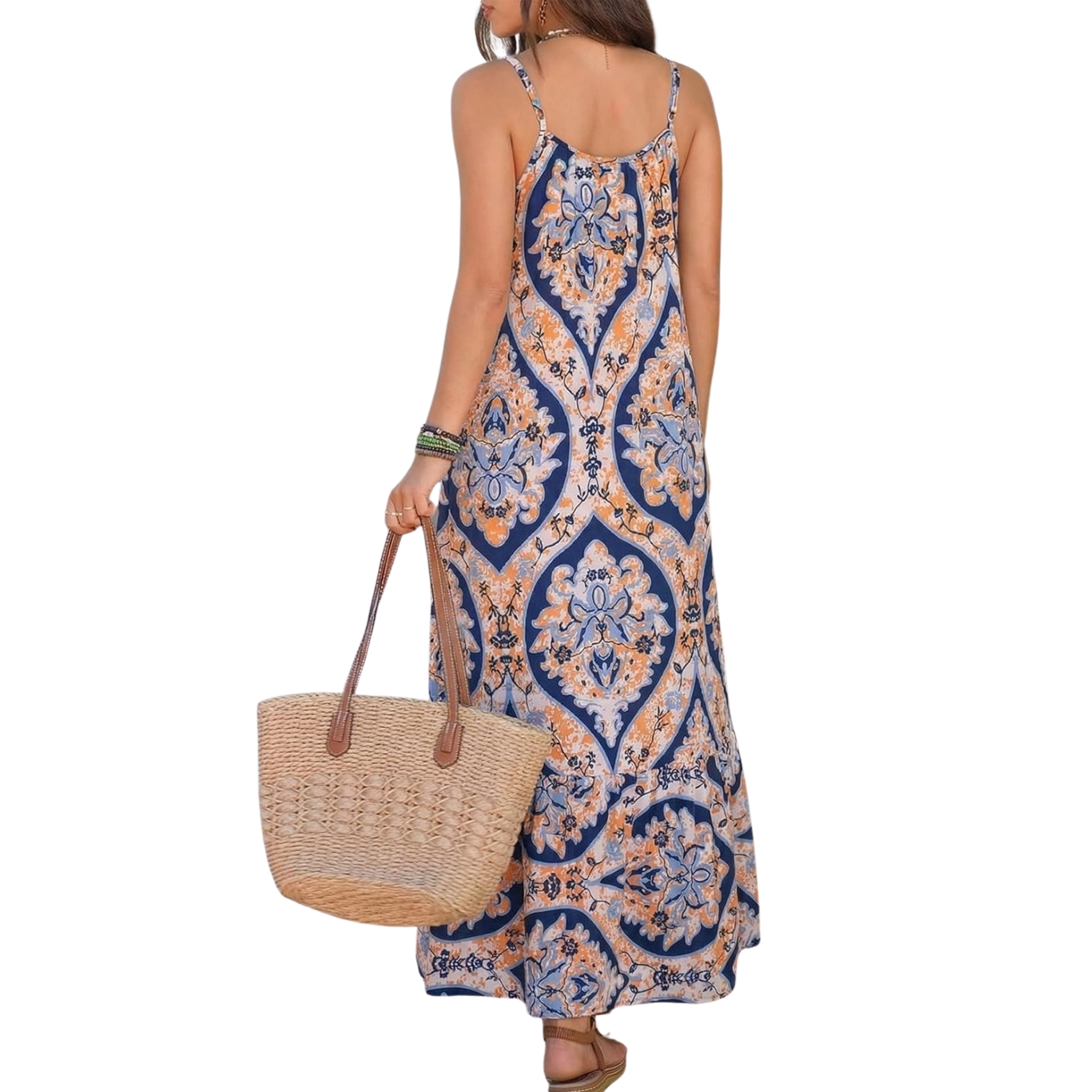  Flowy Ruffle Casual Style Spaghetti Strap Maxi Dress