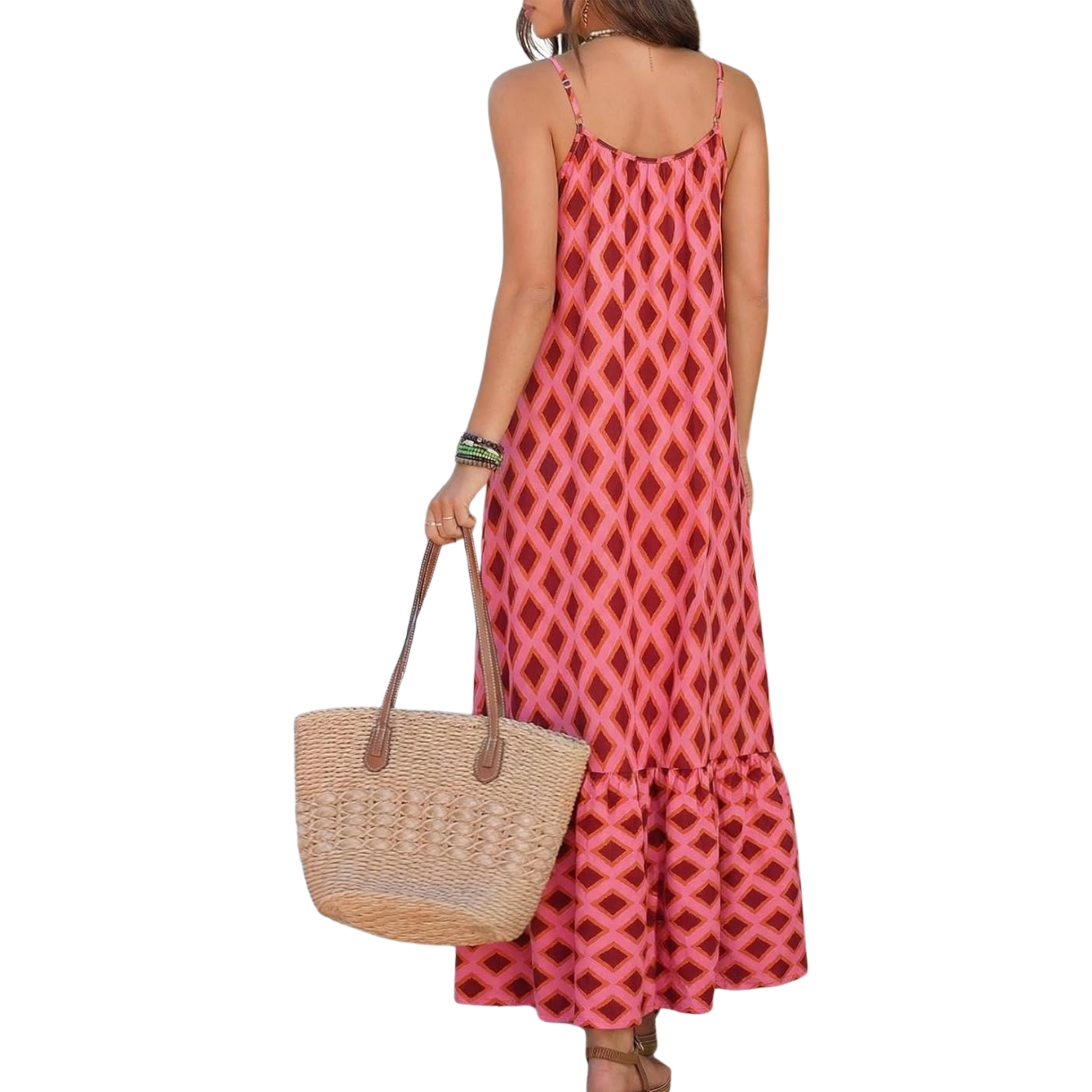  Flowy Ruffle Casual Style Spaghetti Strap Maxi Dress