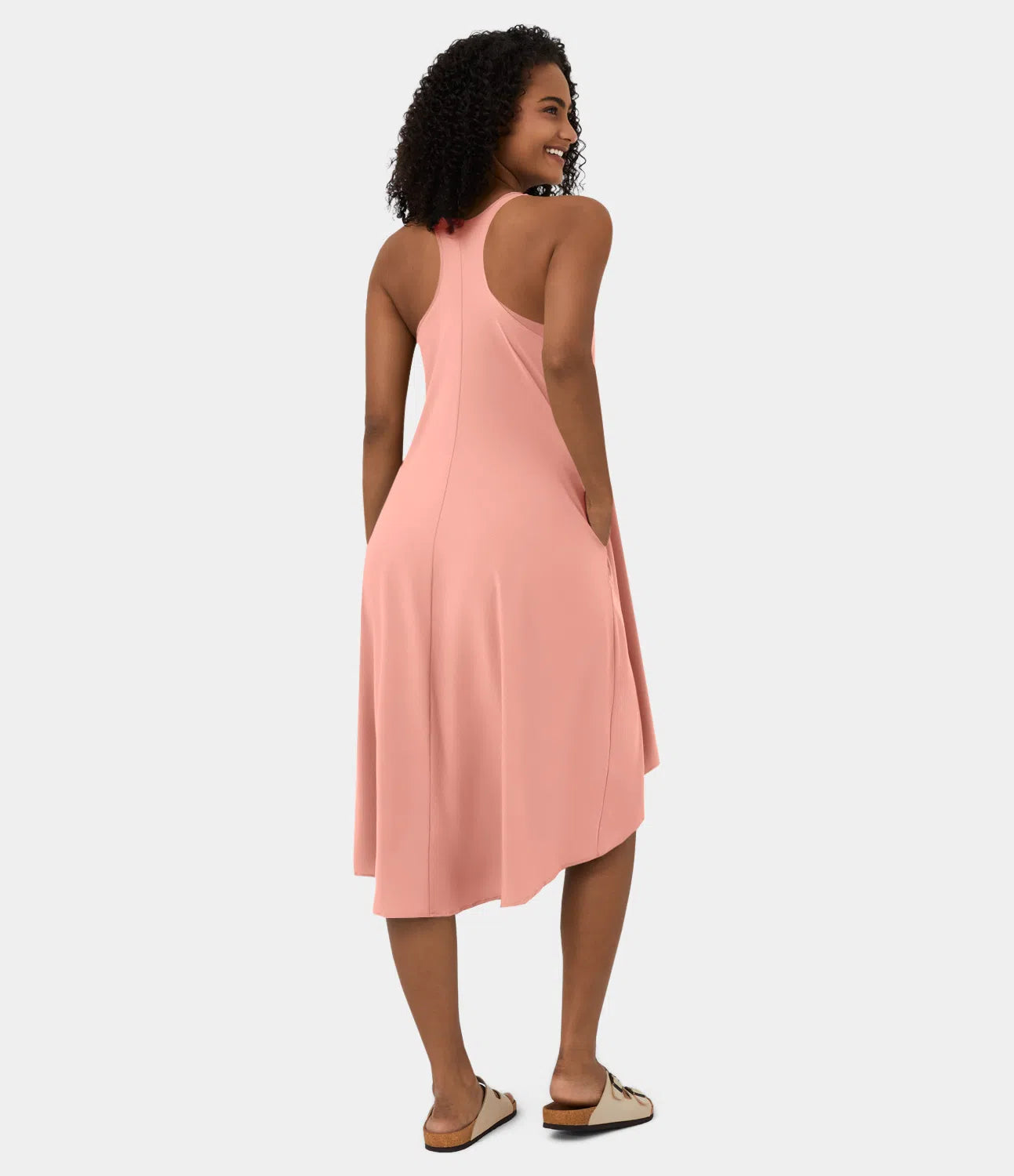 Midi Casual Dress With Backless Racerback And Side Pocket-My Comfy BlouseMidi Casual Dress With Backless Racerback And Side Pocket - Image 36