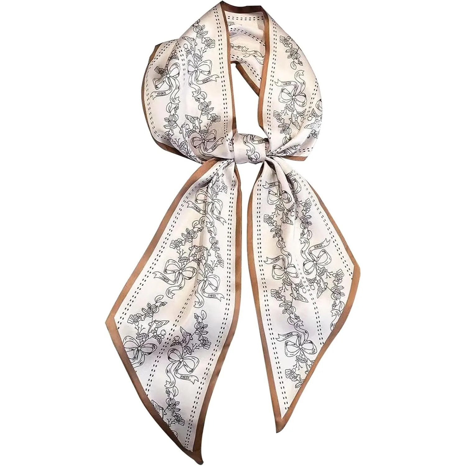 Printed Silky Long Thin Headscarf Wrap For Women