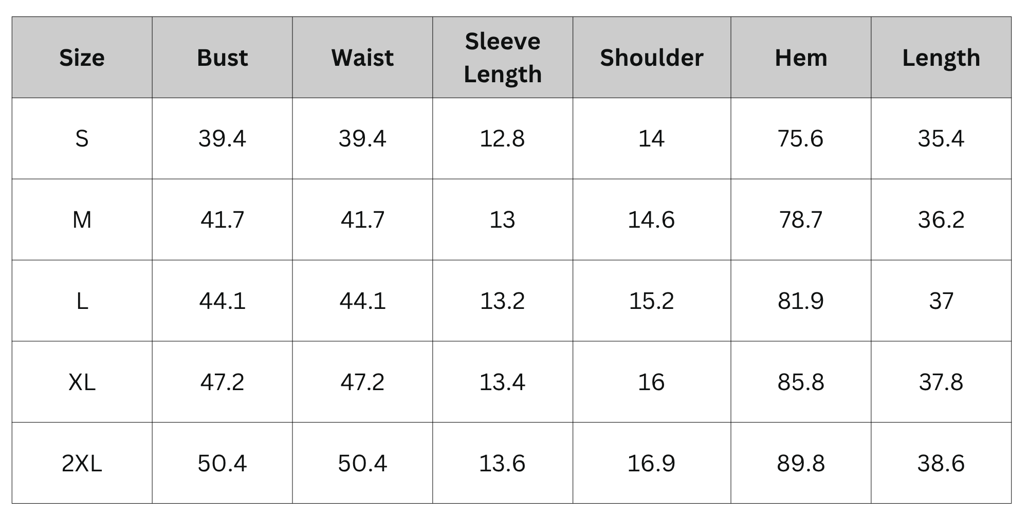 Size Chart