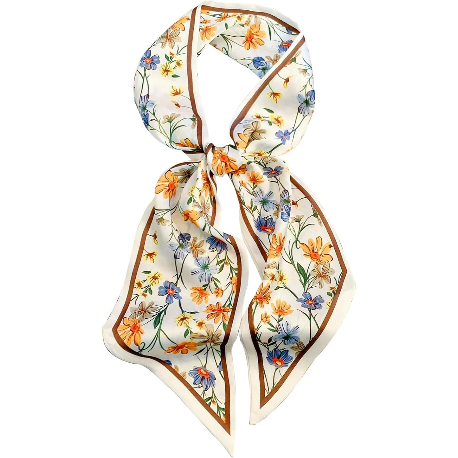 Printed Silky Long Thin Headscarf Wrap For Women