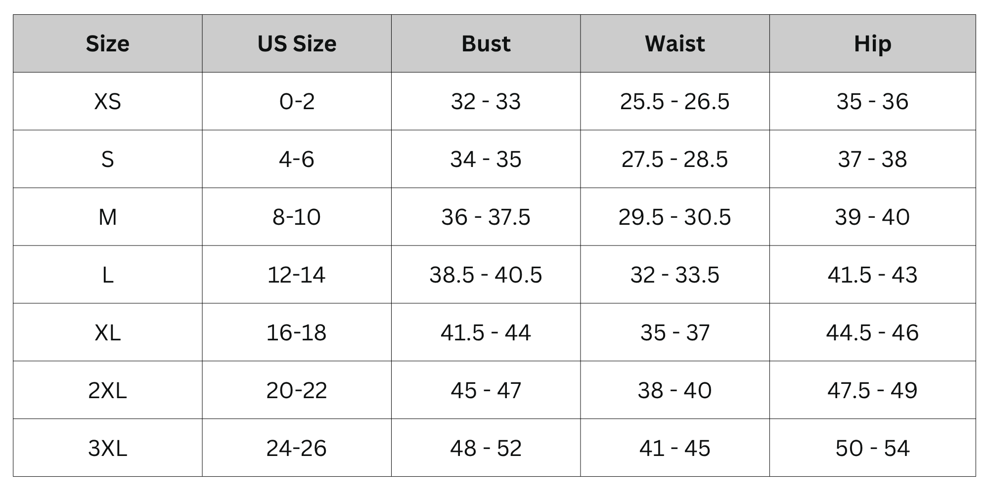 Size Chart