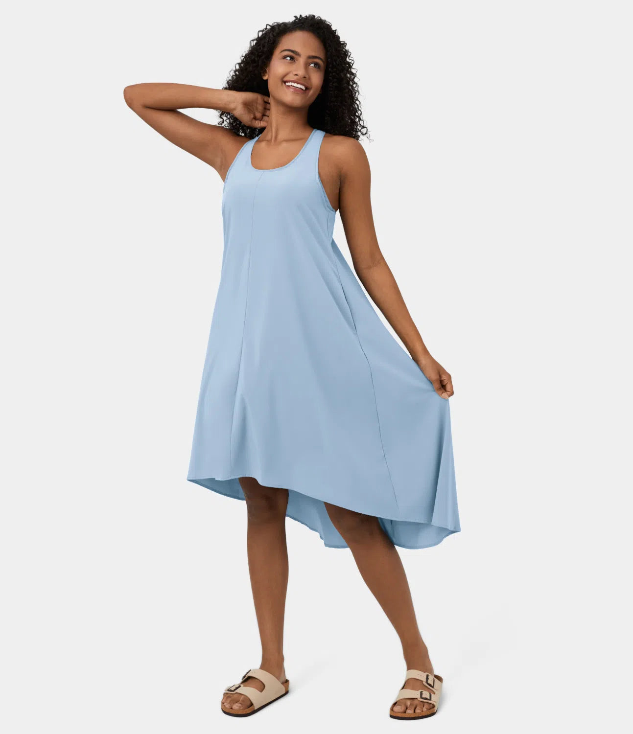 Midi Casual Dress With Backless Racerback And Side Pocket-My Comfy BlouseMidi Casual Dress With Backless Racerback And Side Pocket - Image 29