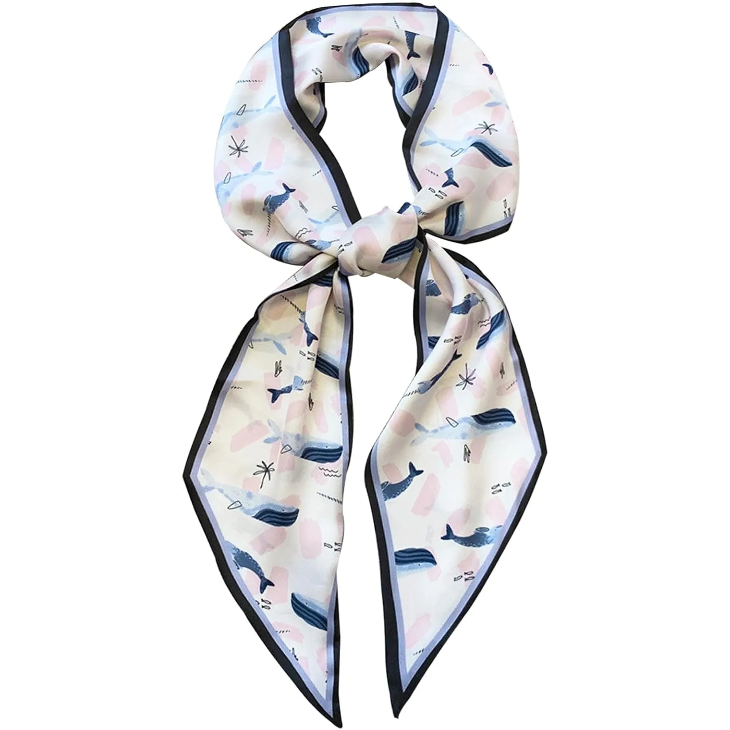Printed Silky Long Thin Headscarf Wrap For Women