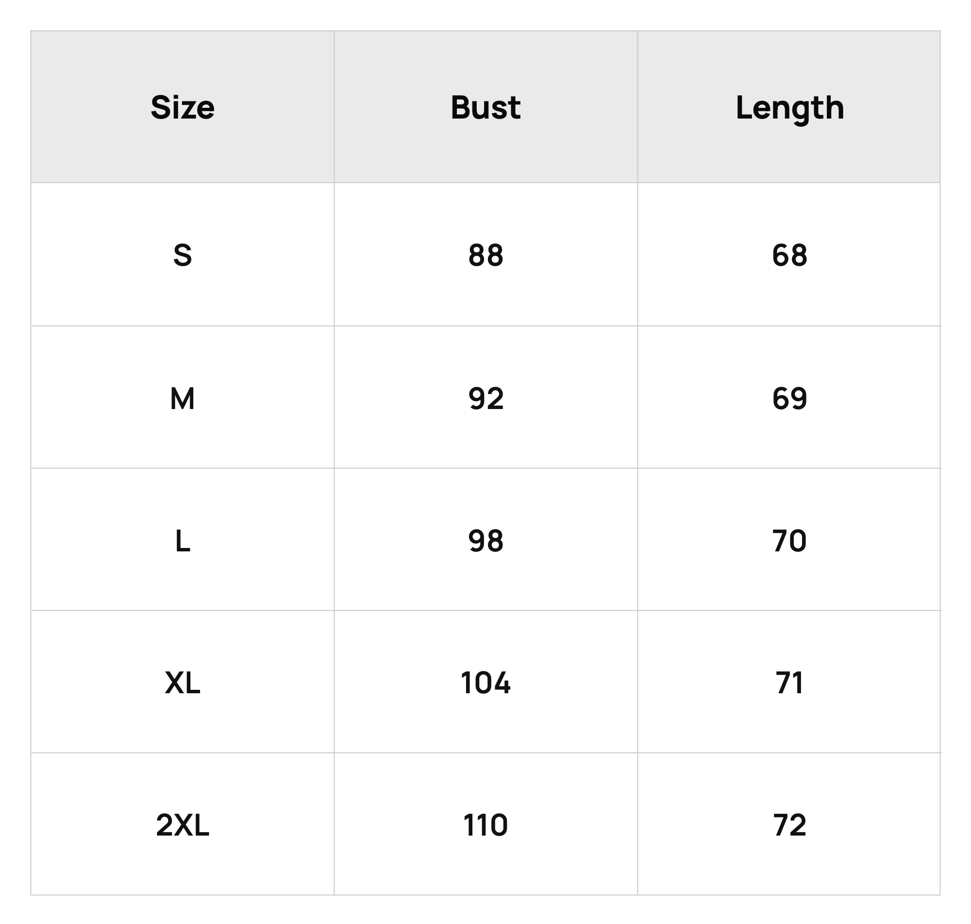 Size Chart