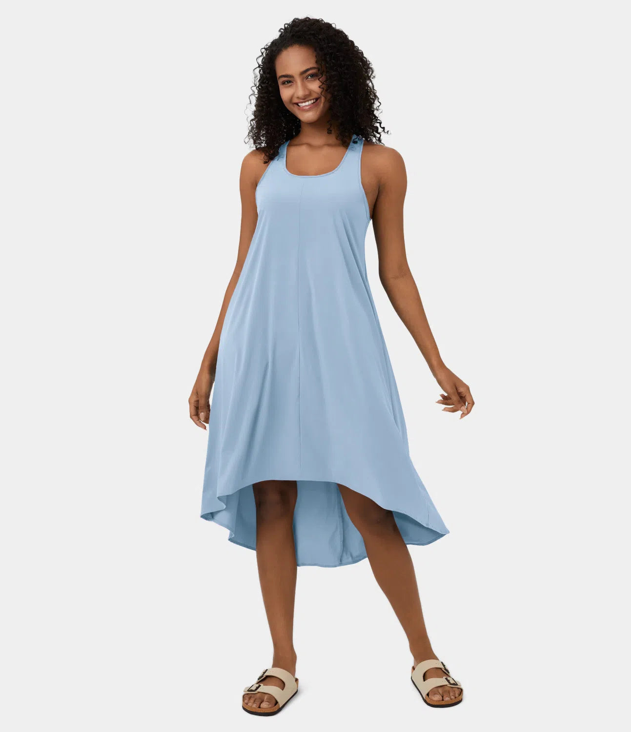 Midi Casual Dress With Backless Racerback And Side Pocket-My Comfy BlouseMidi Casual Dress With Backless Racerback And Side Pocket - Image 31