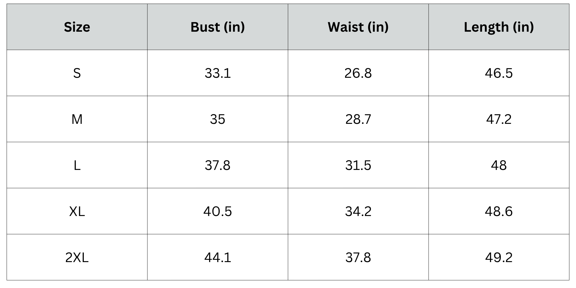 Size Chart