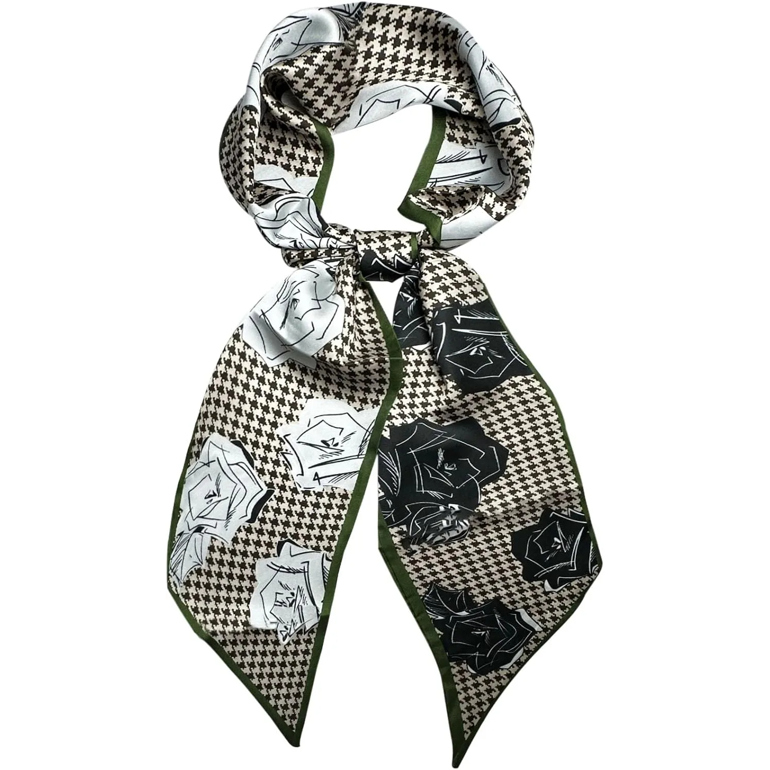 Printed Silky Long Thin Headscarf Wrap For Women