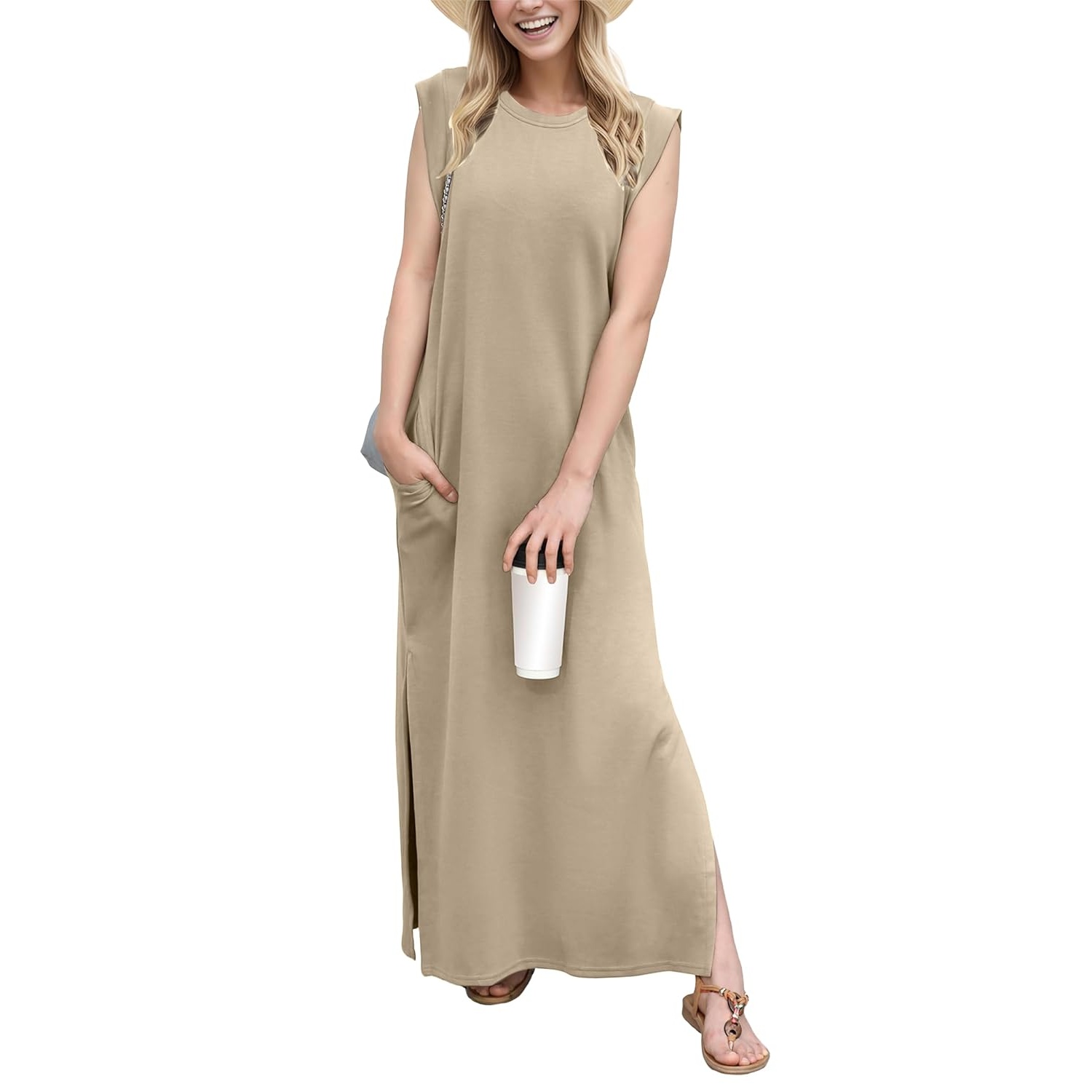 Casual Maxi Loose Vacation Dress With Pockets For Women