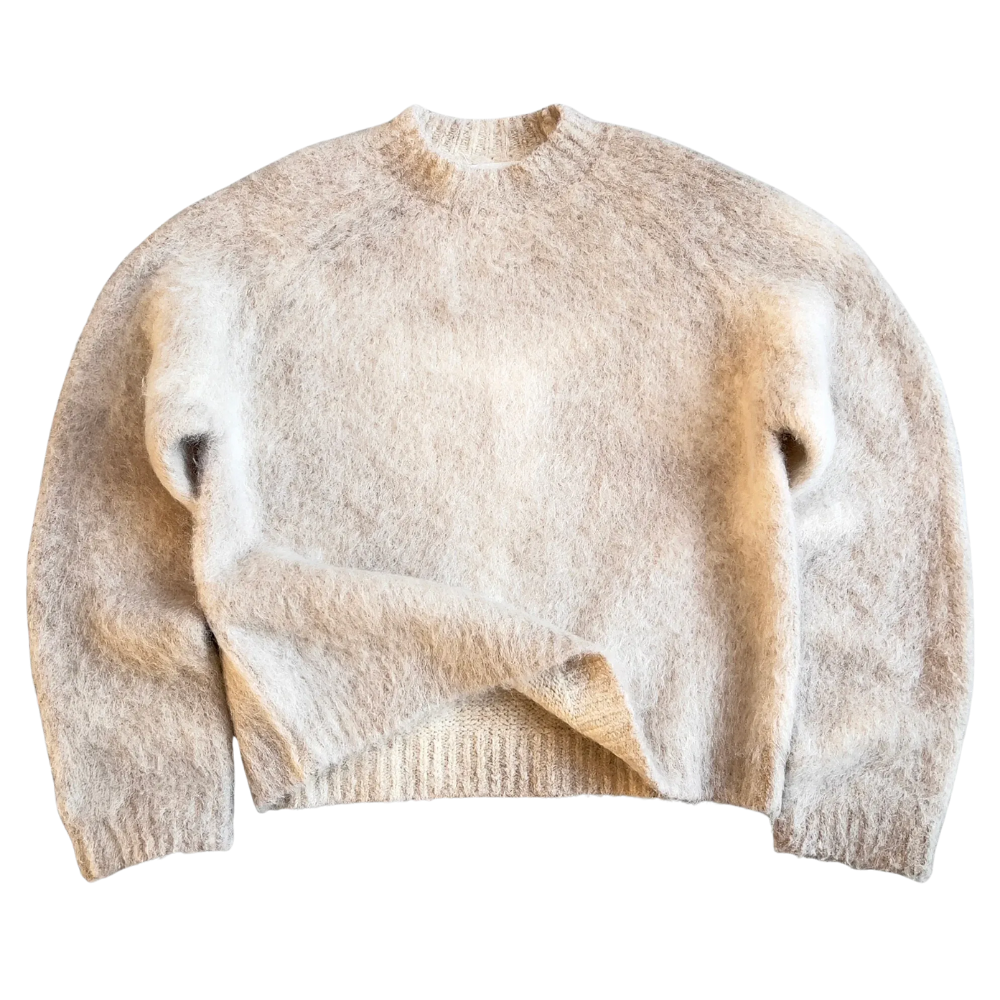 Soft Mohair Knit Sweater With Reversible Textures-My Comfy Blouse