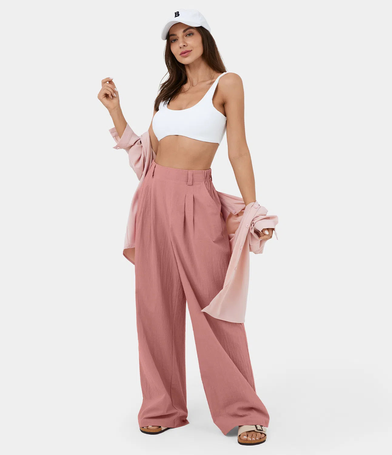 Flowy Solid Palazzo Pants With Side Pockets-My Comfy Blouse