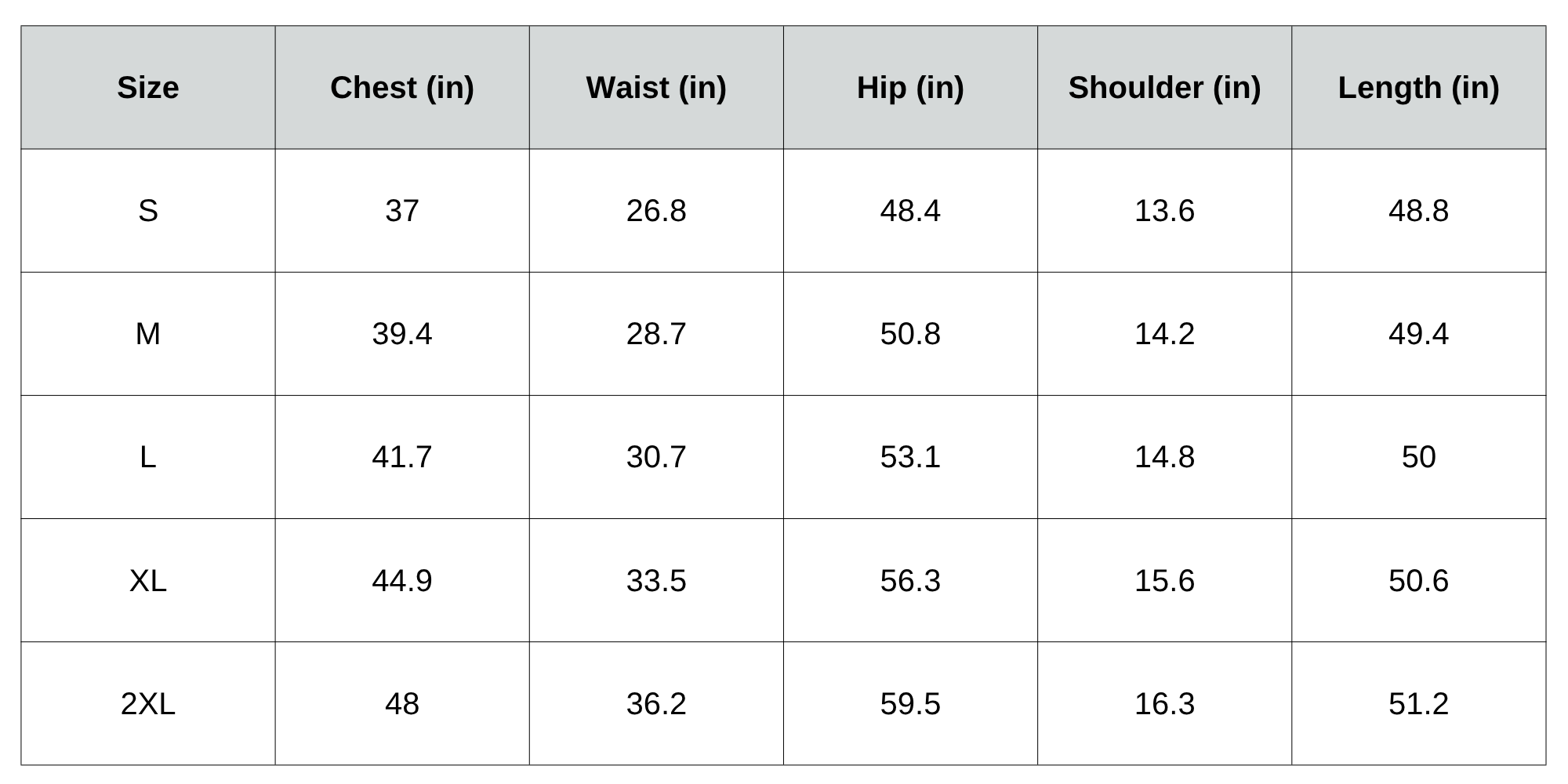 Size Chart