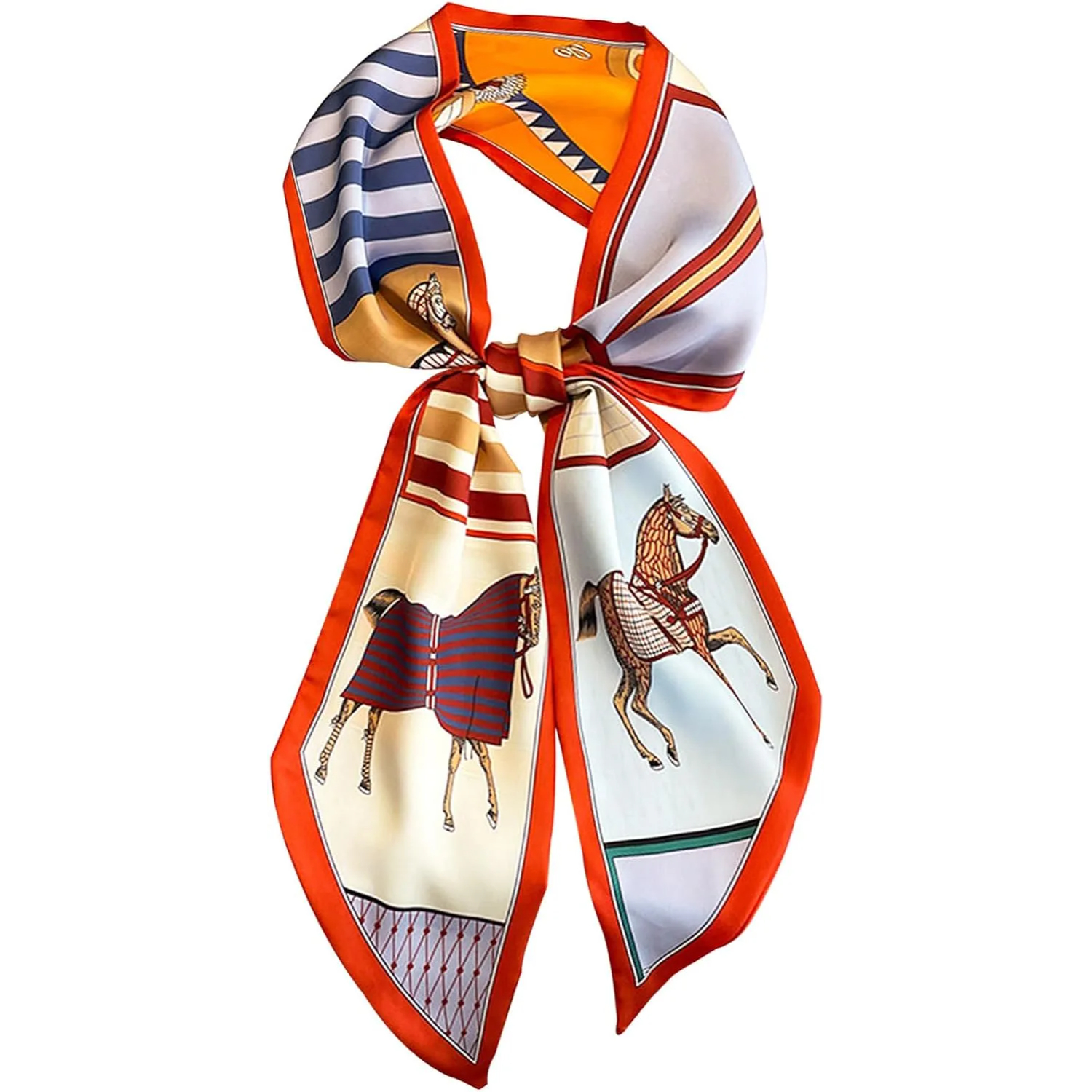 Printed Silky Long Thin Headscarf Wrap For Women