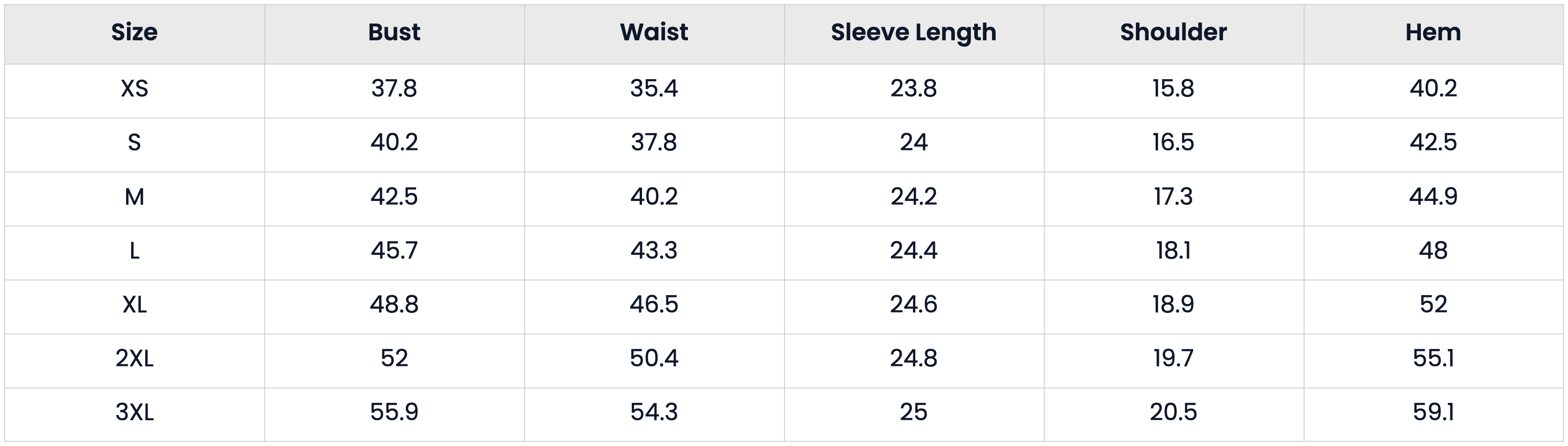 Size Chart for Waterproof Hooded Fleece Lined Softshell Rain Jacket for Women