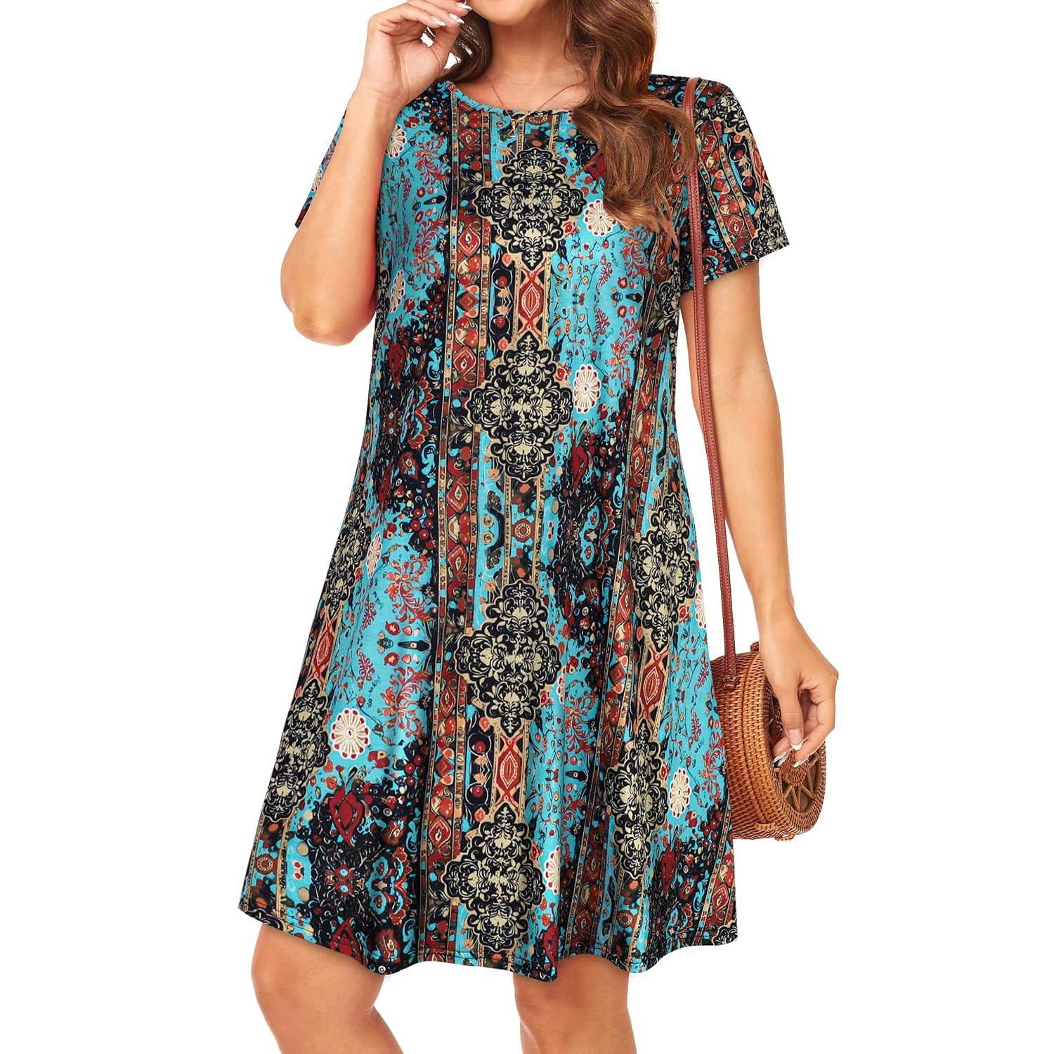 Casual Loose Short Sleeve Beach Dresses For Women
