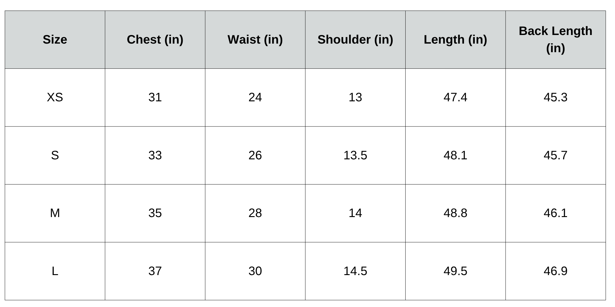 Size Chart