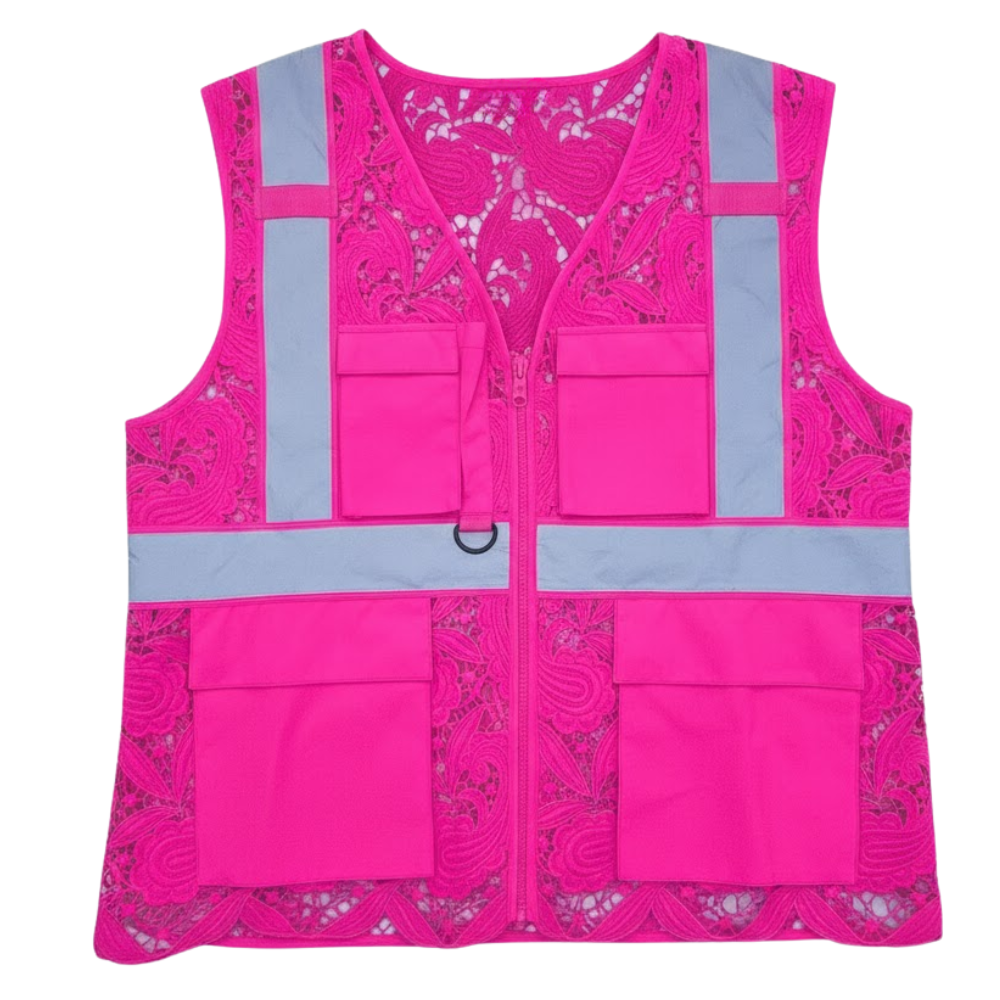 Lace Reflective Vest With Zipper