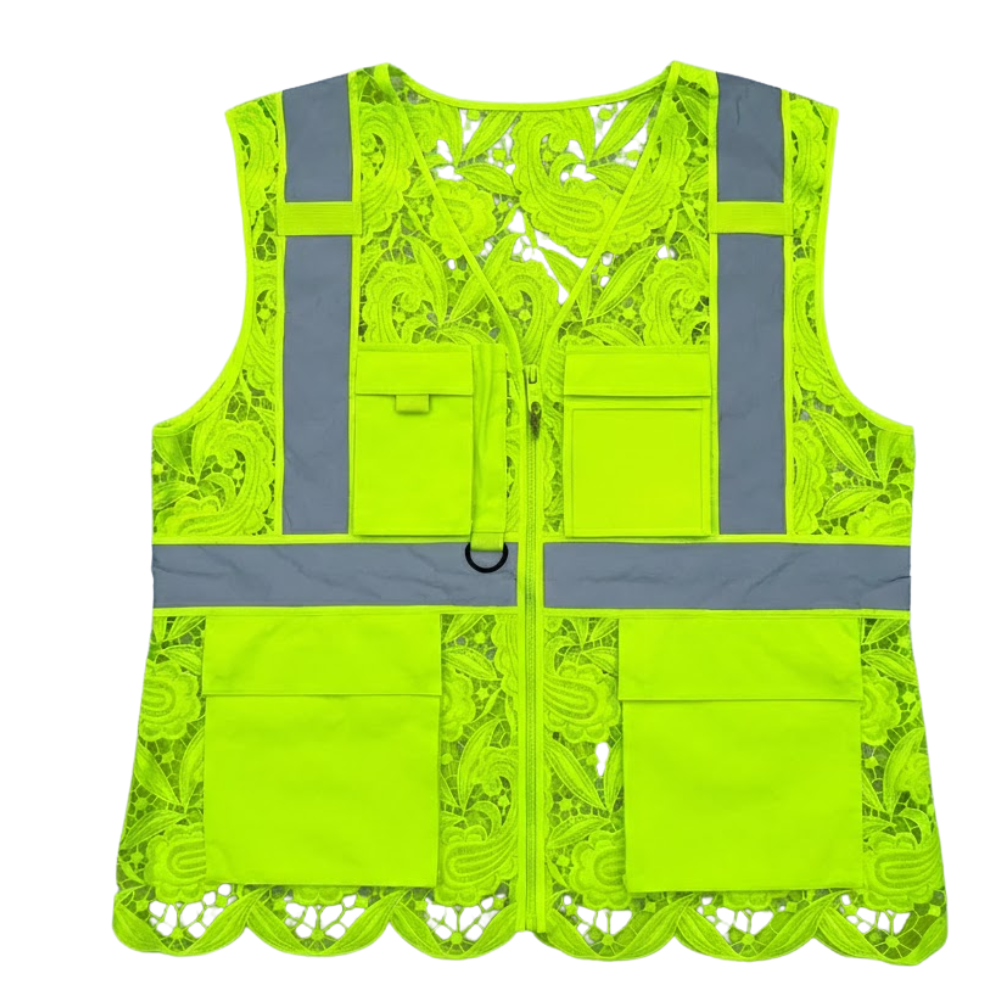 Lace Reflective Vest With Zipper
