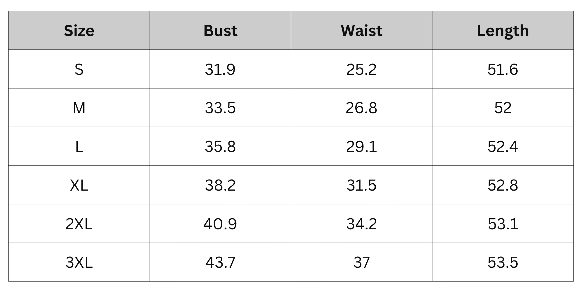 Size Chart