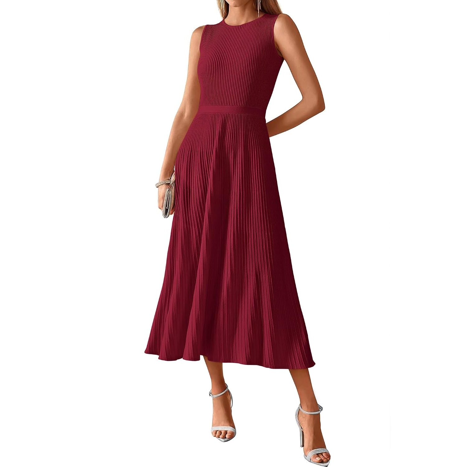 Casual Midi Sleeveless Pleated Dress For Women