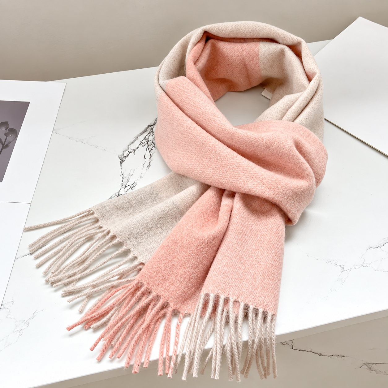 Warm Winter Plaid Design Scarf For Women