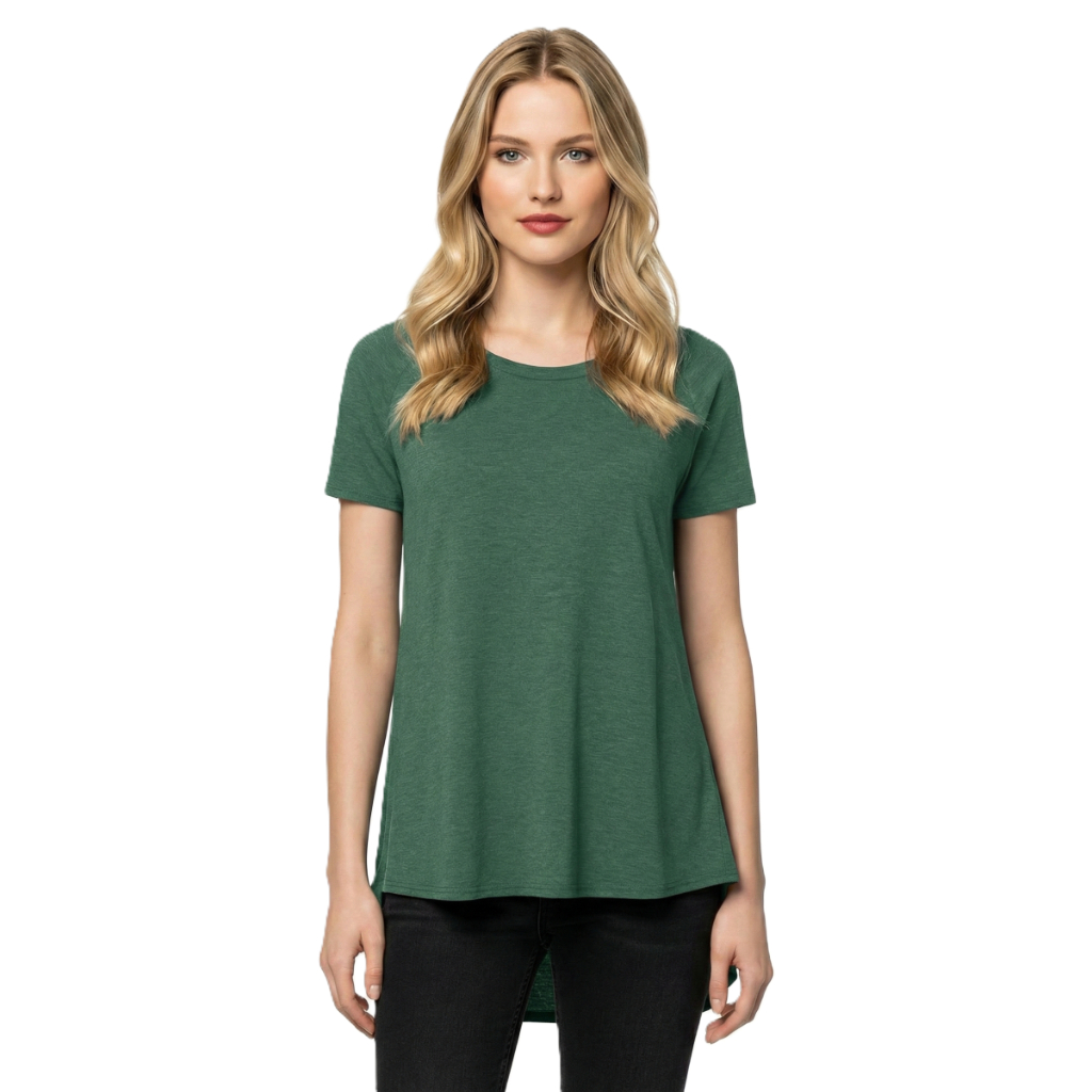 Long Tunic T Shirt With Short Sleeves And Casual Fit For Women
