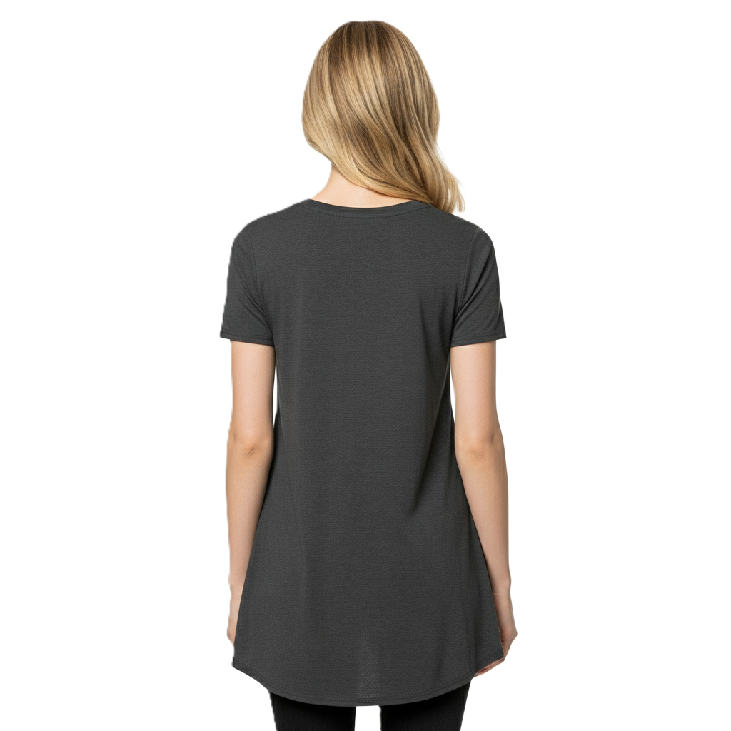Long Tunic T Shirt With Short Sleeves And Casual Fit For Women