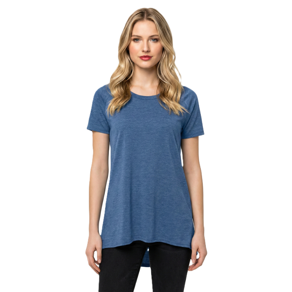 Long Tunic T Shirt With Short Sleeves And Casual Fit For Women