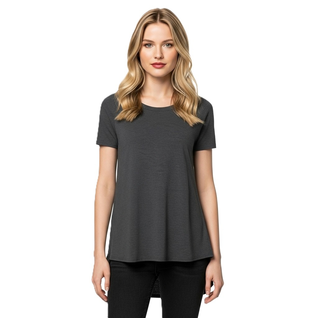 Long Tunic T Shirt With Short Sleeves And Casual Fit For Women
