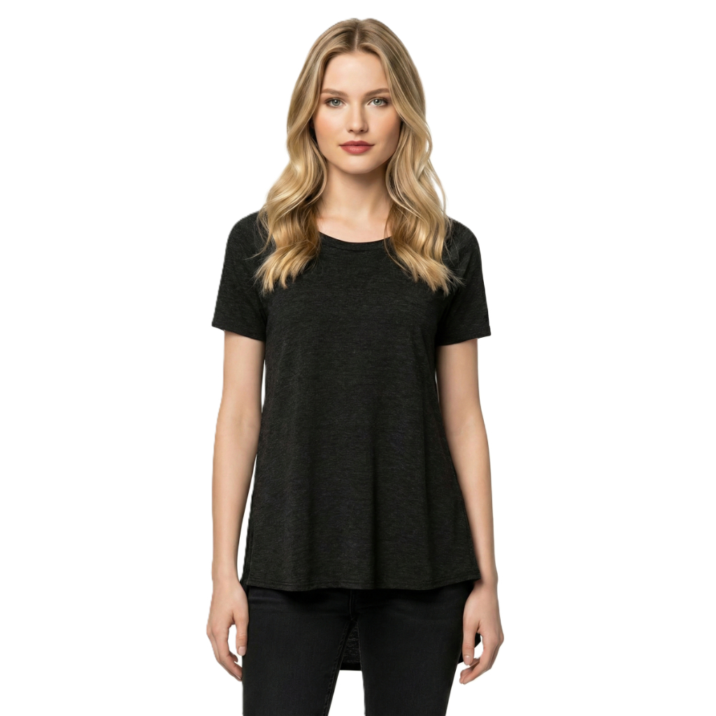 Long Tunic T Shirt With Short Sleeves And Casual Fit For Women