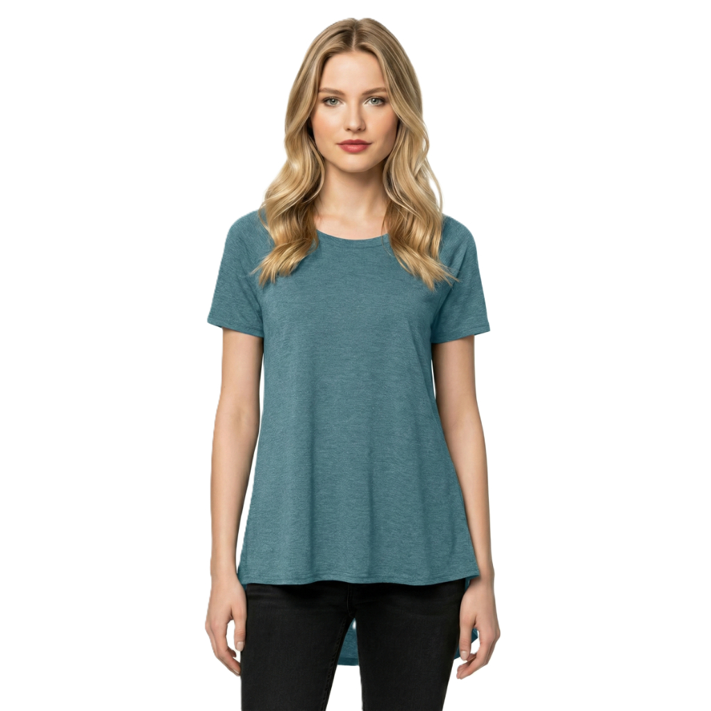 Long Tunic T Shirt With Short Sleeves And Casual Fit For Women