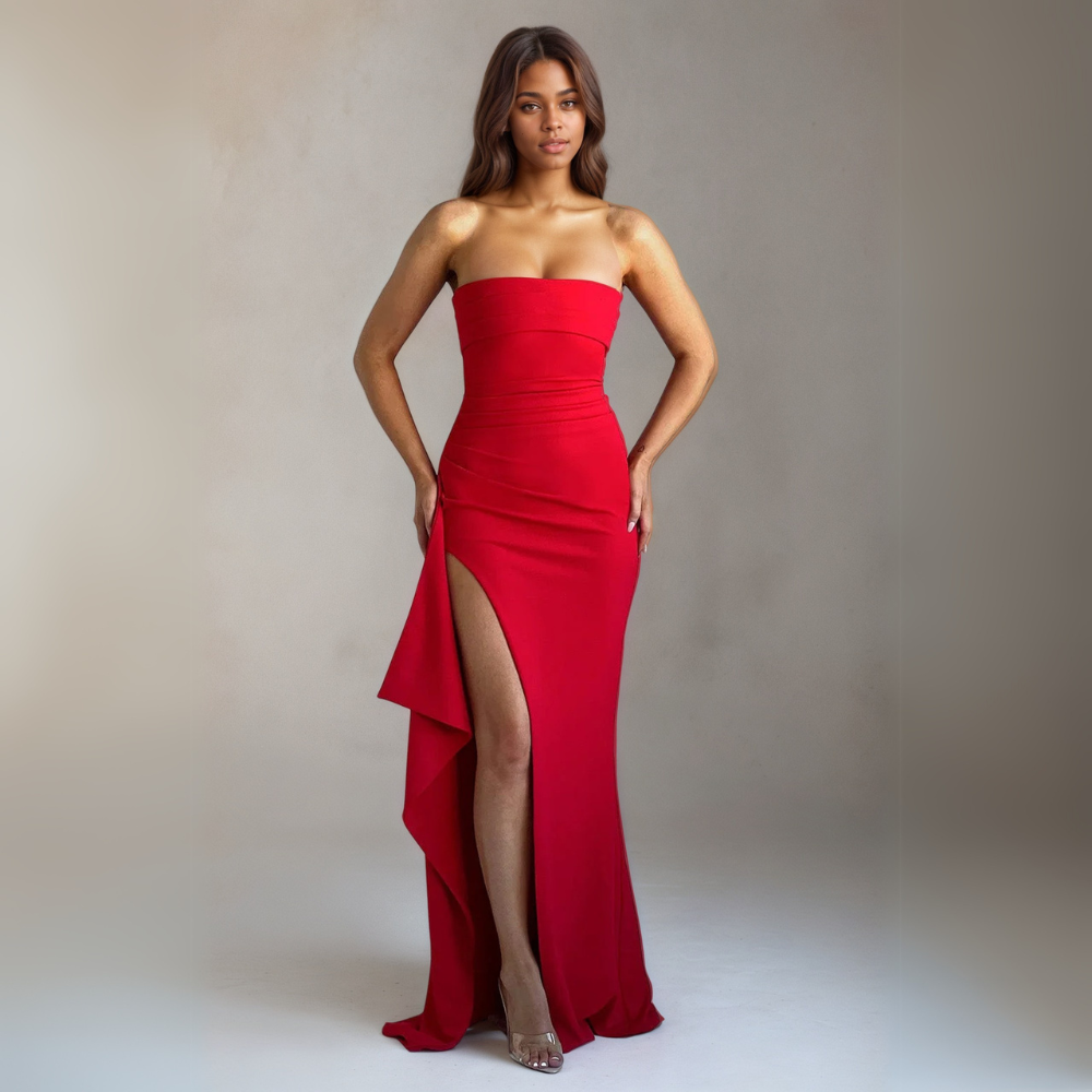 Plum Strapless Elegance Maxi Dress-My Comfy Blouse